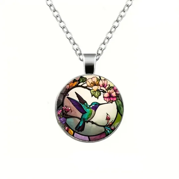 Hummingbird Pendant Necklace Colorful - Picture 6 of 12